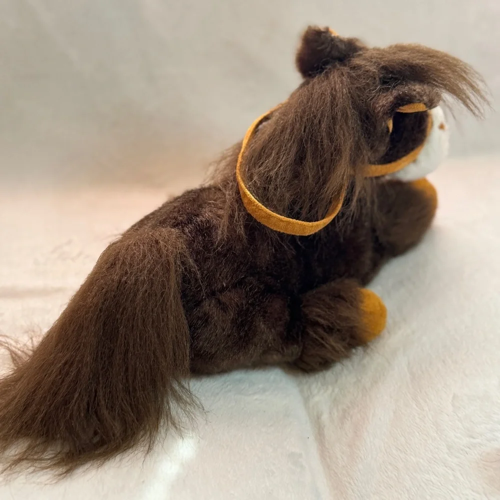 Dandee Collectors Choice Dark Brown Plush Laying Down Horse With Tan‎ Harness